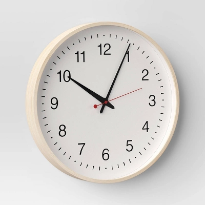 15.5" Schoolhouse Wall Clock Natural Wood Grain - Room Essentials™ 4 15.5" Schoolhouse Wall Clock Natural Wood Grain - Room Essentials™ - Image 2