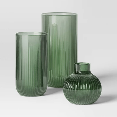 3pc Vase Set Ribbed Glass - Room Essentials™ 7 3pc Vase Set Ribbed Glass - Room Essentials™ - Image 5