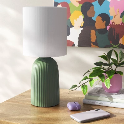 Fluted Ceramic Table Lamp: ETL Listed, Cotton/Polyester Shade, No Assembly - Room Essentials™ 4 Fluted Ceramic Table Lamp: ETL Listed, Cotton/Polyester Shade, No Assembly - Room Essentials™ - Image 2