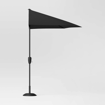 7.813'x8.83' Half Circle Patio Umbrella - Black Pole - Room Essentials™ 4 7.813'x8.83' Half Circle Patio Umbrella - Black Pole - Room Essentials™ - Image 2