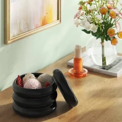 Bubble Lidded Box Black - Room Essentials™