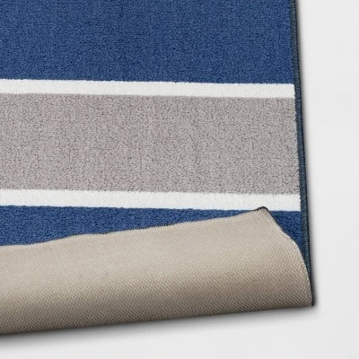 4'x5'6" Rugby Striped Accent Rug Gray/Blue - Room Essentials™ 5 4'x5'6" Rugby Striped Accent Rug Gray/Blue - Room Essentials™ - Image 3
