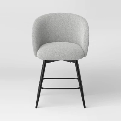 Set Of 2 Barrel Back Counter Stools With Metal Base Counter Stool Gray - Room Essentials™ 4 Set Of 2 Barrel Back Counter Stools With Metal Base Counter Stool Gray - Room Essentials™ - Image 2