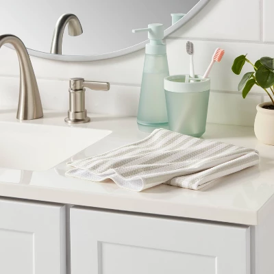 Quick Dry Striped Waffle Towel Tan - Room Essentials™ 3 Quick Dry Striped Waffle Towel Tan - Room Essentials™