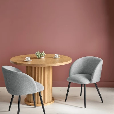 Set Of 2 Upholstered Barrel Back Dining Chairs With Metal Base Dining Chair Gray - Room Essentials™ 3 Set Of 2 Upholstered Barrel Back Dining Chairs With Metal Base Dining Chair Gray - Room Essentials™