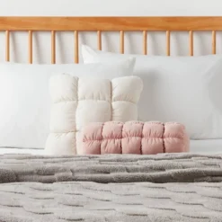 Puffer Bolster Decorative Throw Pillow Light Pink - Room Essentials™