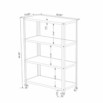 44" 3 Shelf Metal Rolling Bookcase - Room Essentials™ 6 44" 3 Shelf Metal Rolling Bookcase - Room Essentials™ - Image 4