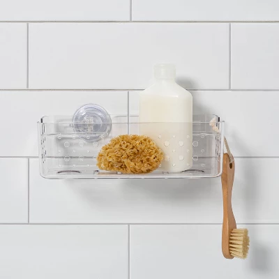 Suction Medium Basket Clear - Room Essentials™ 3 Suction Medium Basket Clear - Room Essentials™