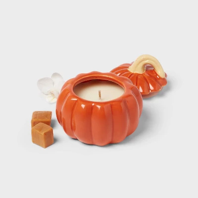 Pumpkin Figural Ceramic Strawberry Pumpkin Jar Candle - Room Essentials™ 4 Pumpkin Figural Ceramic Strawberry Pumpkin Jar Candle - Room Essentials™ - Image 2