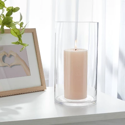 Clear Hurricane 3" X 8" Pillar Candle Holder - Room Essentials™: Sophisticated Tabletop Glass Decor 3 Clear Hurricane 3" X 8" Pillar Candle Holder - Room Essentials™: Sophisticated Tabletop Glass Decor