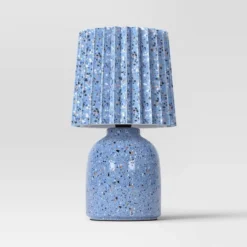 Mini Printed Ceramic Base Table Lamp With Printed Pleated Shade - Room Essentials™