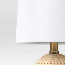 Round Wicker Table Lamp Brown - Room Essentials™: ETL Listed, No Assembly, Modern Decor -Room Essentials GUEST 624b7340 35b5 4626 aaa2 d4927b91d154