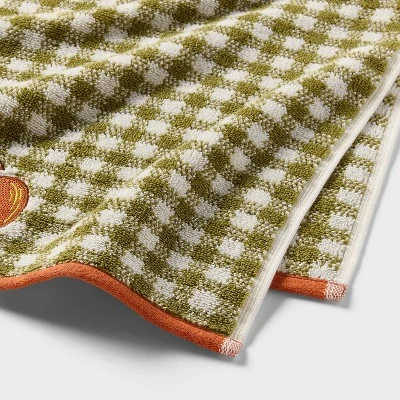 2pk Pumpkin Gingham Harvest Hand Towel Set Olive Green - Room Essentials™ 4 2pk Pumpkin Gingham Harvest Hand Towel Set Olive Green - Room Essentials™ - Image 2