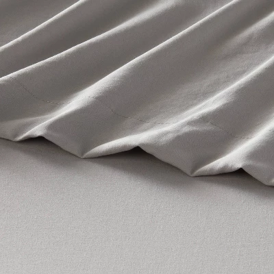 Full Garment Washed Microfiber Solid Sheet Set Gray - Room Essentials™ 4 Full Garment Washed Microfiber Solid Sheet Set Gray - Room Essentials™ - Image 2