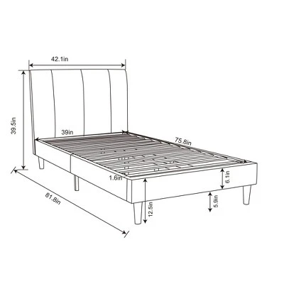 Dorm Twin Bed Cream - Room Essentials™: Upholstered Headboard, Plywood Frame, No Box Spring Needed 8 Dorm Twin Bed Cream - Room Essentials™: Upholstered Headboard, Plywood Frame, No Box Spring Needed - Image 6
