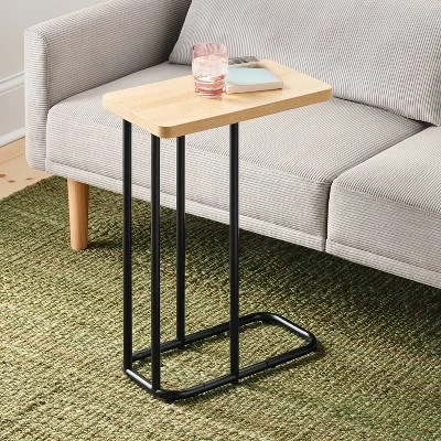 Mixed Material Wood And Metal Rectangle Top C Table Natural Wood - Room Essentials™ 3 Mixed Material Wood And Metal Rectangle Top C Table Natural Wood - Room Essentials™