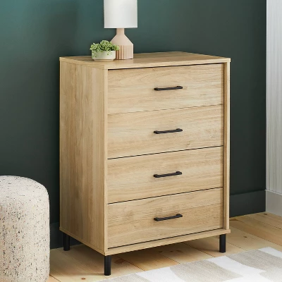 Mixed Material Wood And Metal 4 Drawer Dresser Updated Base Natural Wood - Room Essentials™ 3 Mixed Material Wood And Metal 4 Drawer Dresser Updated Base Natural Wood - Room Essentials™