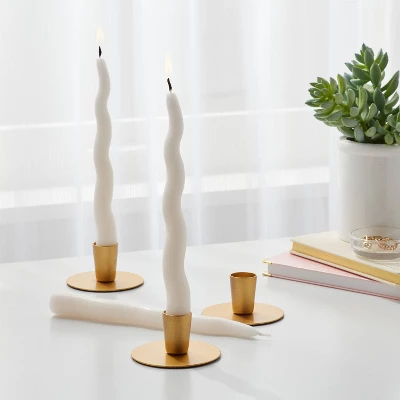 6pk Taper Candle Set White Wavy - Room Essentials™ 3 6pk Taper Candle Set White Wavy - Room Essentials™
