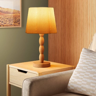 Turned Wood Table Lamp With Scalloped Shade - Room Essentials™ 3 Turned Wood Table Lamp With Scalloped Shade - Room Essentials™