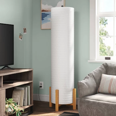 Paper Floor Lamp Natural Wood - Room Essentials™: ETL Listed, Modern Cylinder Shade, No Tools Assembly 4 Paper Floor Lamp Natural Wood - Room Essentials™: ETL Listed, Modern Cylinder Shade, No Tools Assembly - Image 2