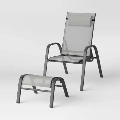 5pc Adjustable Back Patio Chat Set - Gray - Room Essentials™ 4 5pc Adjustable Back Patio Chat Set - Gray - Room Essentials™ - Image 2