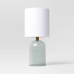 Glass Table Lamp With Open Base - Room Essentials™: ETL Listed, No Assembly, Modern Desk & Bedside Lighting