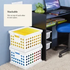 Storage Crate White - Room Essentials™: Portable Stackable Plastic Milk Crate With Built-In Handles, 30.6L Capacity -Room Essentials GUEST 9b9282d0 0baf 4a51 9b40 9512334747e7