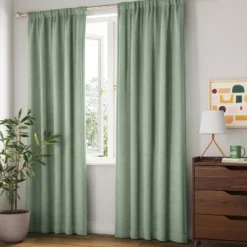 Room Darkening Heathered Thermal Window Curtain Panel Green - Room Essentials™