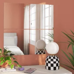 (Set Of 4) 12"x12" Frameless Mirrors Silver - Room Essentialsā¢: Modern Square Wall Mount, No Frame Required