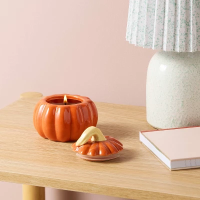 Pumpkin Figural Ceramic Strawberry Pumpkin Jar Candle - Room Essentials™ 3 Pumpkin Figural Ceramic Strawberry Pumpkin Jar Candle - Room Essentials™