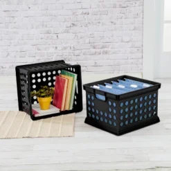 Storage Crate Black - Room Essentials™: Plastic Stackable Utility Bin, Portable With Built-In Handles, 30.6L Capacity -Room Essentials GUEST b89e2320 1c39 4b93 b318 8d75702327e9