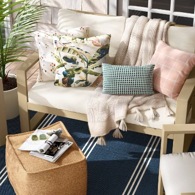 10"x17" Micro Grid Rectangular Outdoor Lumbar Pillow - Room Essentials™ 3 10"x17" Micro Grid Rectangular Outdoor Lumbar Pillow - Room Essentials™