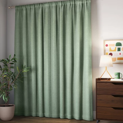 Room Darkening Heathered Thermal Window Curtain Panel Green - Room Essentials™ 4 Room Darkening Heathered Thermal Window Curtain Panel Green - Room Essentials™ - Image 2