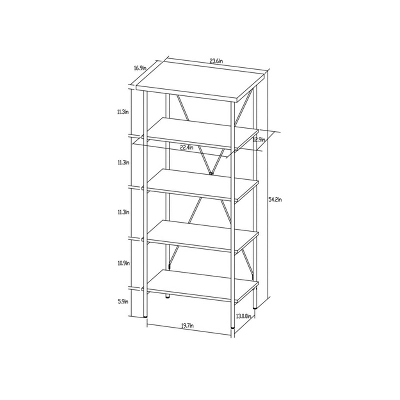 Wood And Metal Media Tower Bookcase Natural - Room Essentials™ 7 Wood And Metal Media Tower Bookcase Natural - Room Essentials™ - Image 5
