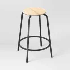 Set Of 2 24" Wood With And Metal Base Backless Counter Height Barstool Stool Natural - Room Essentials™ -Room Essentials GUEST d185def2 f33b 4ade 9994 3d374dd0b231