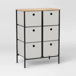 Fabric 6-Bin Tall Vertical Dresser Black Frame - Room Essentials™ -Room Essentials GUEST d706d098 89dd 4682 b62c 943604b5ea49