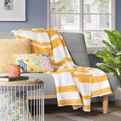 Printed Plush Striped Throw Blanket - Room Essentials™ 3 Printed Plush Striped Throw Blanket - Room Essentials™