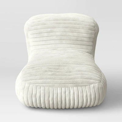 Memory Foam Filled Bean Bag Lounger With Corduroy Cover And Structured High Back Cream - Room Essentials™ 4 Memory Foam Filled Bean Bag Lounger With Corduroy Cover And Structured High Back Cream - Room Essentials™ - Image 2