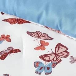 Butterfly Print Microfiber Decorative Bed Set With Throw Blue/Red/White - Room Essentials™ -Room Essentials GUEST e5e4b6cc 1806 41ef 8aa1 1eb079de34ef