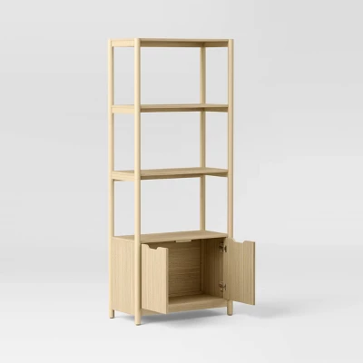 72.25" Scandi Bookcase With Three Shelves And Cabinet Storage Natural - Room Essentials™ 4 72.25" Scandi Bookcase With Three Shelves And Cabinet Storage Natural - Room Essentials™ - Image 2