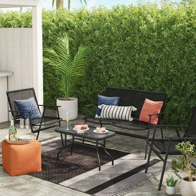 4pc Sling Patio Conversation Set - Black - Room Essentials™ 2 4pc Sling Patio Conversation Set - Black - Room Essentials™