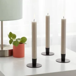 6pk Taper Candle Set Black And White Stripe - Room Essentials™