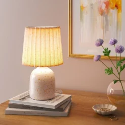 Mini Printed Ceramic Base Table Lamp With Printed Pleated Shade - Room Essentials™ -Room Essentials GUEST fc3497a8 83c1 490a b70f 6ac002d24d61