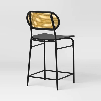 Set Of 2 24" Woven Back Metal Counter Height Barstool Black - Room Essentials™ 5 Set Of 2 24" Woven Back Metal Counter Height Barstool Black - Room Essentials™ - Image 3